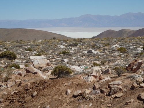 Salinas (Salt Flats) as seen from 4000m elevation.